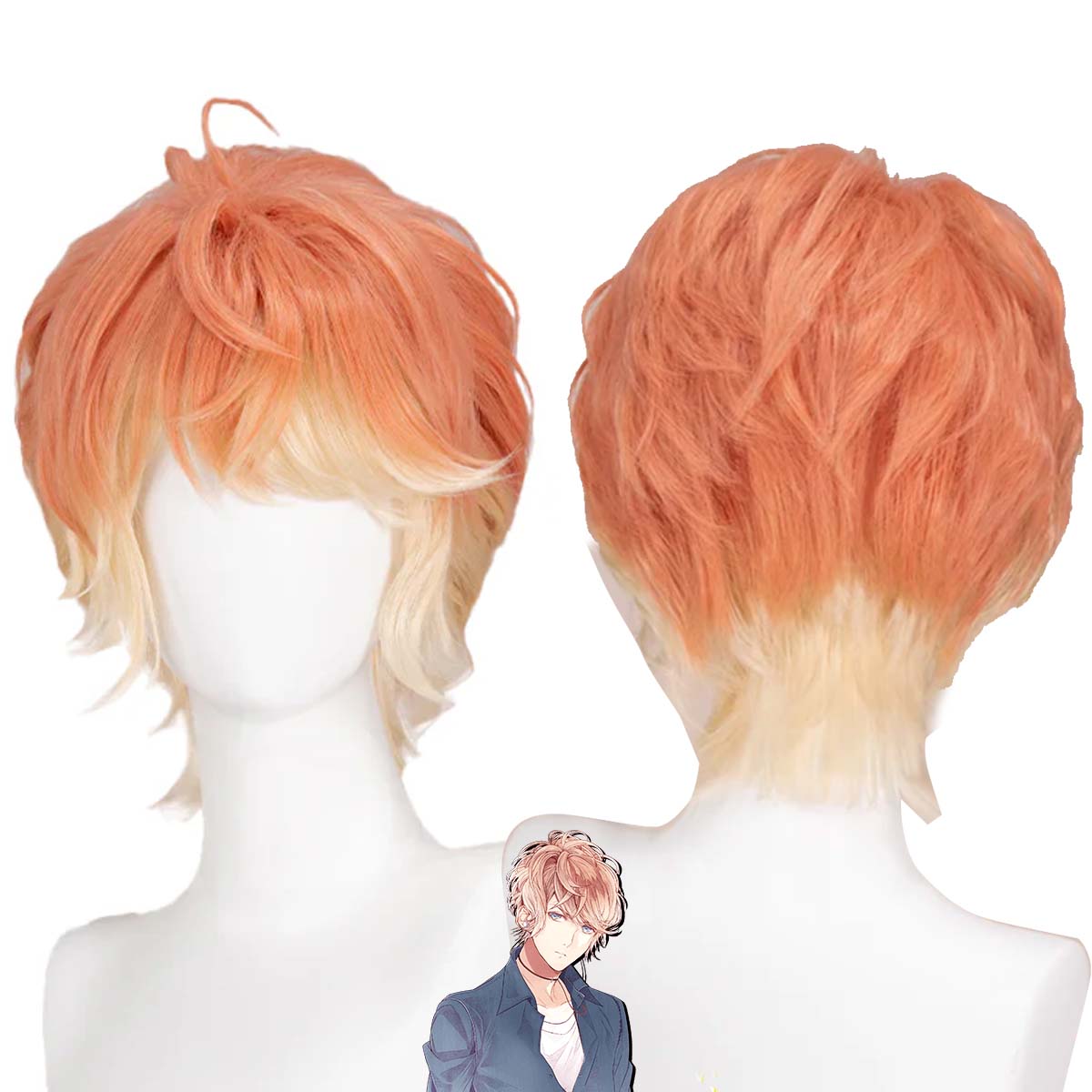 Women'S Yellow Accessories - Peluca corta de pelo amarillo naranja