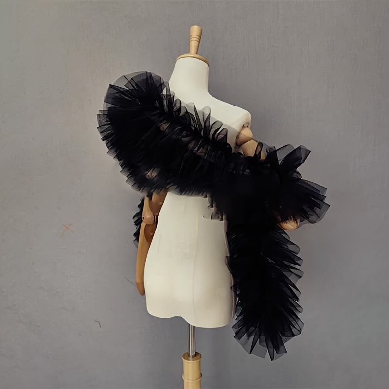 Women Accessories Photos - Chal de gasa negro esponjoso para