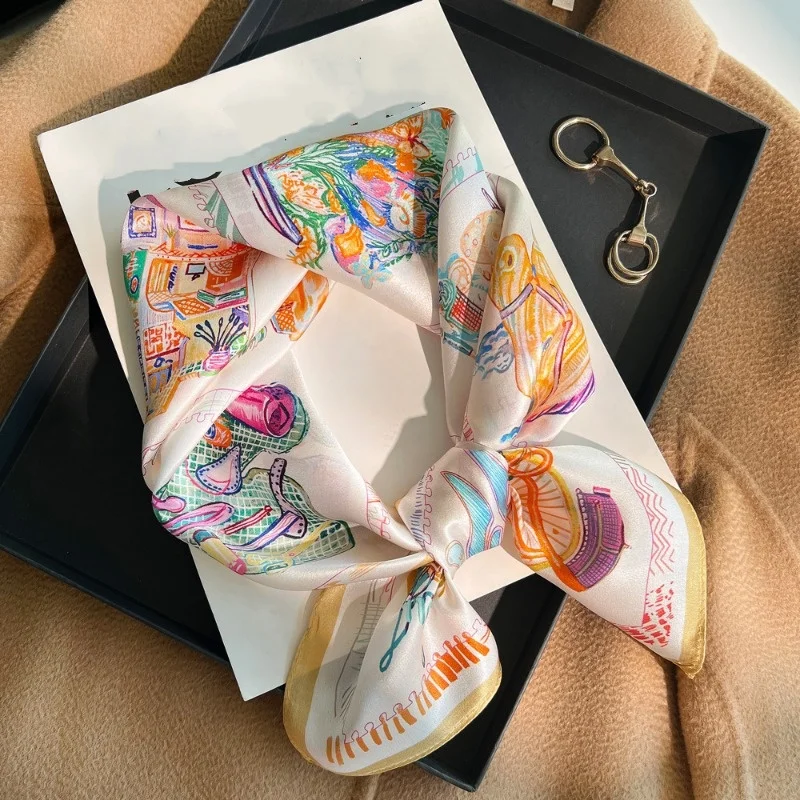 Women'S Yellow Accessories - Pañuelo Cuadrado de Lujo con Tacto