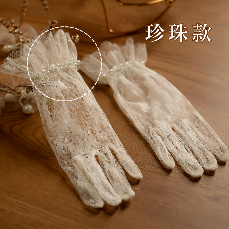 Women'S Formal Accessories - Guantes Vintage de Encaje con Lazo,
