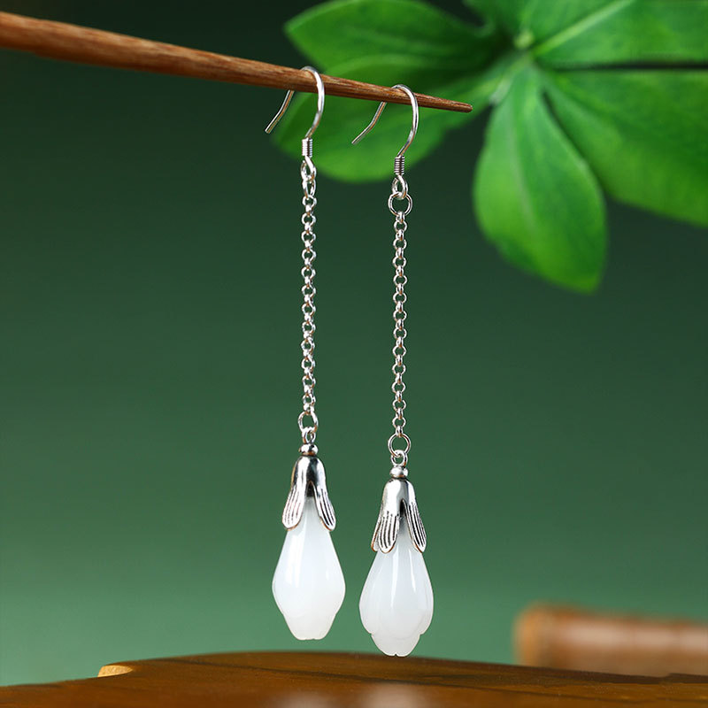 Women'S Yellow Accessories - Pendientes de flor de Jade Real