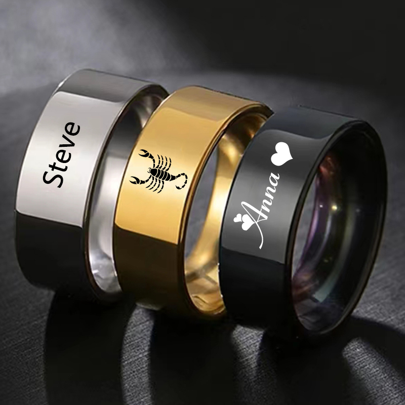 Women Accessories Logo - Anillo personalizado de acero inoxidable liso
