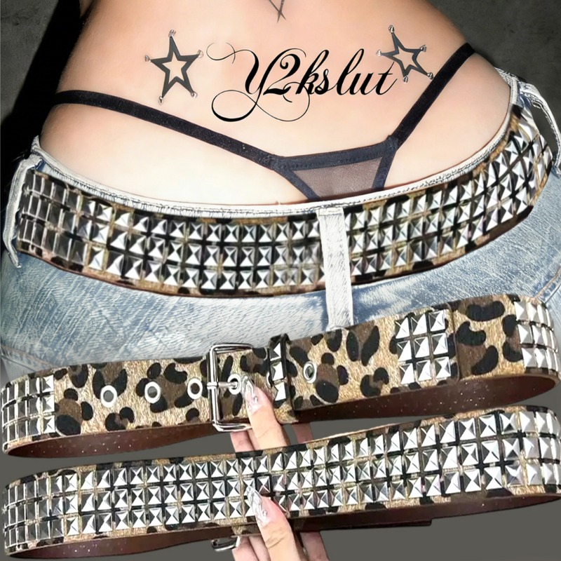 Women'S Jeans Accessories Chain - Cinturón Y2K con Remaches de Leopardo,