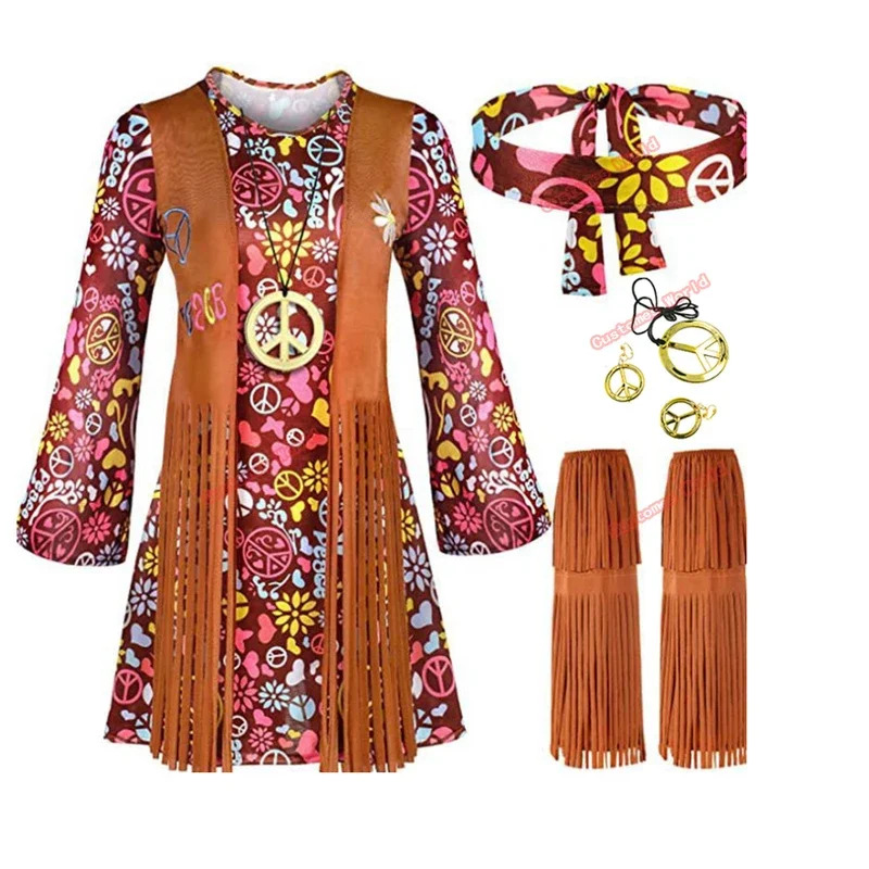 Women'S Accessories In The 70S - Peace Love-Disfraz de fiesta para mujer,