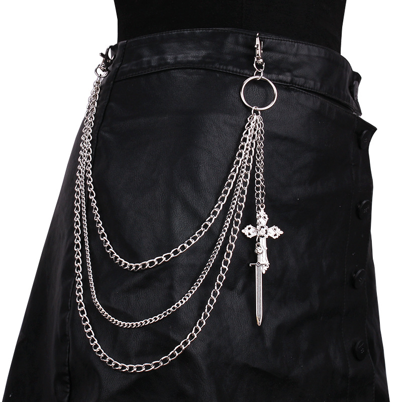 Women'S Jeans Accessories Chain - Hip Hop calavera Cruz pantalones cintura