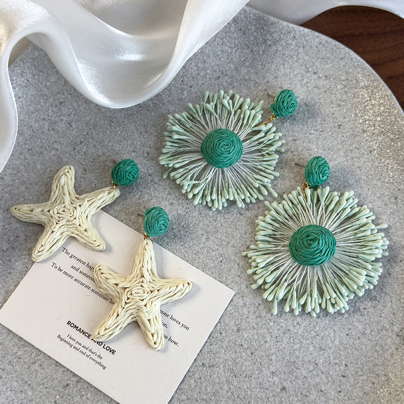 Pendientes de paja trenzada co - Statement Earrings Oversized reseña y precio